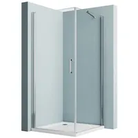 Hopibath Eckdusche Duschkabine 80x80 Eckeinstieg Pendeltür mit Seitenwand H:195cm, BxT: 80x80 cm, 5mm NANO Sicherheitsglas, Duschabtrennung, (78,5-79,5)x(78,5-79,5)x195, (78-79)x(78,5-79,5)x195, mit Alu-Bodenleiste, Magnetverschluss