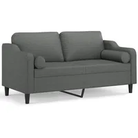 VidaXL 2-Sitzer-Sofa mit Zierkissen Dunkelgrau 140 cm Stoff