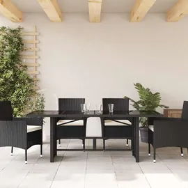 vidaXL Gartentisch mit Glasplatte 190 x 80 x 74 cm Schwarz