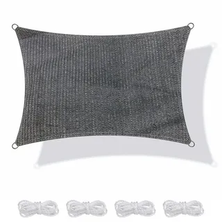 yourGEAR Sonnensegel HDPE Tarp in 7 Größen 2,5 x 4 | 5m, 3 x 3 | 4 | 5m, 4 x 5m Haus-Markise rechteckiger o. quadratischer UV Sonnenschutz Wind- und wasserdurchlässig grau [3x4m]