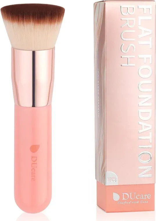 DUcare einzelner flacher Foundation-Pinsel – pinkfarbener Griff