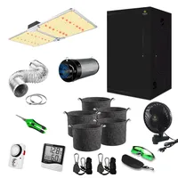 Canna4Home Grow Zelt Komplettset 100 x 100 x 200cm schwarz Anbau Set Gewächshaus mit dimmbarer LED Vollspektrum Grow-Lampe, mit Abluftset, Pflanztöpfe, Clipventilator und Zubehör Homebox Zuchtzelt