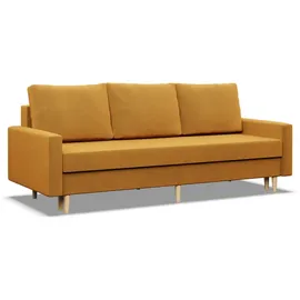 mebligo Schlafcouch Textil 3-Sitzer Gelb