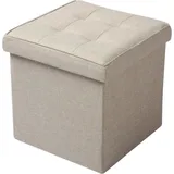 Woltu Sitzbank Faltbar Beige 37,5 x 37,5 x 38 cm