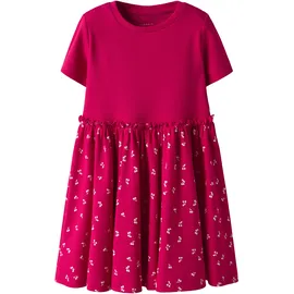 NAME IT Jerseykleid "NMFHAISY SS DRESS PB", Mädchen, Gr. 92, N-Gr, love potion, Jersey, Obermaterial: 95% Baumwolle, 5% Elasthan, bedruckt, unifarben, bequem, Rundhals, Kleider Jerseykleid