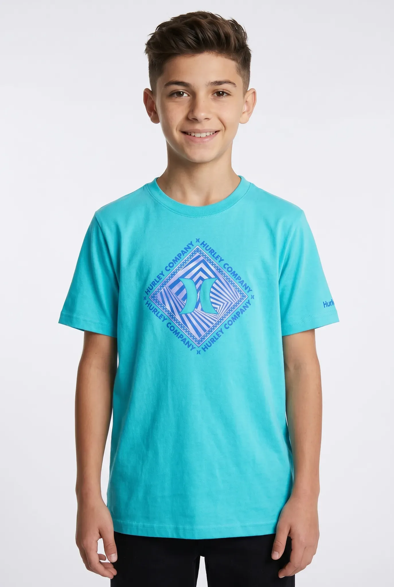 T-Shirt HURLEY, Mädchen, Gr. 134/140, barracuda, Obermaterial: 60% Baumwolle, 40% Polyester, normal, Rundhals, Shirts T-Shirt, für Kinder, Kurzarmdesign, sportlicher Stil, mit Rundhalsausschnitt