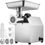 Vevor Elektrischer Fleischwolf Edelstahl Fleischmaschine 3,76 kg/Minute Hackfleisch, 650 W Multi Küchenmaschine Wurstfüller inkl. 2 Schneidplatten, 1 Wurströhre, 2 Klingen für Rind, Huhn, Pute usw.