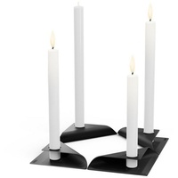 höfats Square Candle Kerzenhalter aus Edelstahl für Stabkerze 20-24mm - Kerzenständer in schwarz - 17x9x2,5 cm - 4er Set