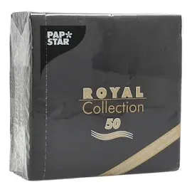 Papstar Papstar, 50 Servietten "ROYAL Collection" 1/4-Falz 25 cm x 25 cm schwarz,