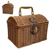 Picknickkorb aus Weidengeflecht, 20,3 x 15,2 cm, Rattan-Aufbewahrung, gewebter Koffer mit Deckel und Griff, für Heimdekoration, Schlafzimmer, Wohnzimmer, Küche, Bauernhaus, Outdoor, Camping, Reisen
