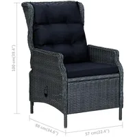 vidaXL Polyrattan Gartensessel 57 x 88 x 100 cm dunkelgrau inkl. Auflagen 313300