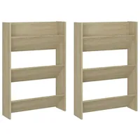 VidaXL Wand-Schuhschränke 2 Stk. Sonoma-Eiche 60x18x90cm Holzwerkstoff