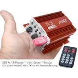 MINI-VERSTÄRKER KINTER MA-700 MIT USB-MP3-PLAYER FM-RADIO FERNBEDIENUNG +12V NT