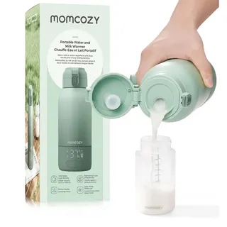 Momcozy MW05 Tragbarer Flaschenwärmer Baby für unterwegs, 500ml Kapazität + 24x Nutzung/Akku | TÜV-CE zertifizierter Flaschenwärmer | Schnellaufheizen in 3 Min. (BPA-frei, Inkl. USB-C Kabel), Grün