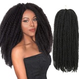 Saisifen Marley Twist Flechtfrisuren 3er Pack/Los Marley Flechtfrisuren Lang Afro Kinky Curly Butterfly Locks Crochet Hair (18 Zoll 45,7cm, #1B Natural Black)