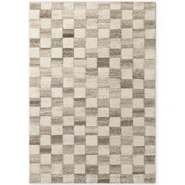 vikosa Quadra, beige Creme braun), B:120cm H:15mm L:180cm, Wolle, Teppiche, Handgemacht, Kariert, Karo, Natur, Wolle, Wohnzimmer,Schlafzimmer