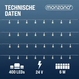 monzana LED Lichterkette 40 m Schwarz warmweiß
