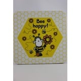 Sheepworld - 46677 - Untersetzer, Biene, Bee Happy!, Kork, 9,5cm x 9,5cm