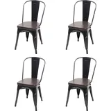4er-set Esszimmerstuhl Hhg 449e, Küchenstuhl Stuhl, Chesterfield Metall Kunstleder Industrial Gastronomie Schwarz-braun