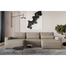 moeblo Eckcouch Cord U-förmig 2-Sitzer Beige