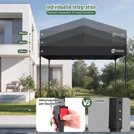 Sekey Faltpavillon 3 x 3 m inkl. 4 Seitenteile Grau