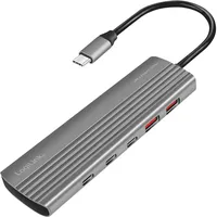 Logilink UA0415 - USB 3.2 Gen2 Hub, 2X USB-A, 8X USB-C, mit PD (Power Delivery), 100 W, Space Grau