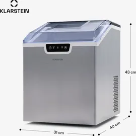 Klarstein Eiswürfelmaschine für Zuhause Camping Gastro, Schnelle Mini-Eiswürfelmaschine Klein, Profi Eismaschine für Große & Kleine Eiswürfel,