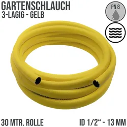 1/2 13 mm 3-lagig Garten Wasser Bewässerung Universal Schlauch gelb - PN 9 bar ..."