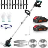 Akku-Rasentrimmer Rasentrimmer mit Akku und Ladegerät Freischneider Rasenkantenschneider, Trimmer Garten Grass Kantenschneider Rasen Elektrisch 3 ...
