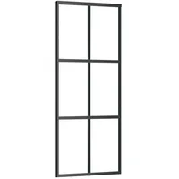 vidaXL Schiebetür ESG-Glas und Aluminium 76x205 cm Schwarz