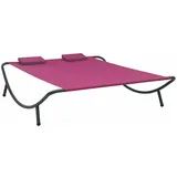 Gecheer Garten Sonnenliege Gartenliege Doppelliege Outdoor-Loungebett für 2 Personen Sonnenbett Outdoor Liege Relaxliege Doppelbett Gartenmöbel Liege Liegestuhl Stoff Rosa