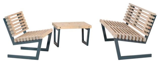 PLUS Siesta Loungeset 2 - Sessel, Bank / Tisch klein und Sofa - 80 cm
