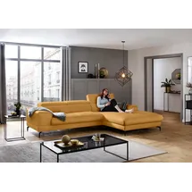 W.Schillig Ecksofa "piedroo, Designsofa mit tollem Sitzkomfort, L-Form", gelb (kurkuma z69), B:303cm H:70cm T:193cm, Longlife Xtra-Leder Z69: Das feinnarbige, gedeckte Softleder Z69 besticht durch seine außergewöhnliche Weichheit im trendigen »Vintage-Look«,