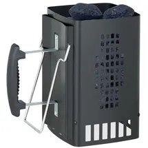 Relaxdays Anzündkamin 1,2 kg Kunststoff/Eisen Schwarz/ Silber