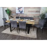 Mendler Esszimmer-Set HWC-K16, 4er-Set Stuhl+Sitzbank Esszimmergruppe Sitzgruppe Esszimmergarnitur, Samt Metall - dunkelgrau
