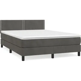 vidaXL Boxspringbett mit Matratze Dunkelgrau 140x200 cm Samt