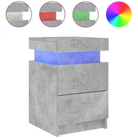 vidaXL Nachttisch mit LED-Leuchten Betongrau 35x39x55 cm