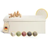 Laleni Sitzbank mit Stauraum geräumig - Truhenbank mit Stauraum 110x38 cm - Sitztruhe mit Stauraum - Bequemer Hocker mit Stauraum - Kinder Sitzbox mit Stauraum - Sitzbank Beige - Sitzbox Beige