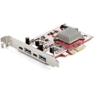 Startech StarTech.com USB-C PCIe Karte mit 4 Ports - 10 Gbit/s USB PCI Express Erweiterungskarte mit 2 Controllern - 2x USB-C & 2x USB-A Ports - USB 3.1 Schnittstellenkarte - Full Profile (PEXUSB312A2C2V)