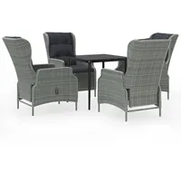 VidaXL 5-tlg. Garten-Essgruppe Hellgrau