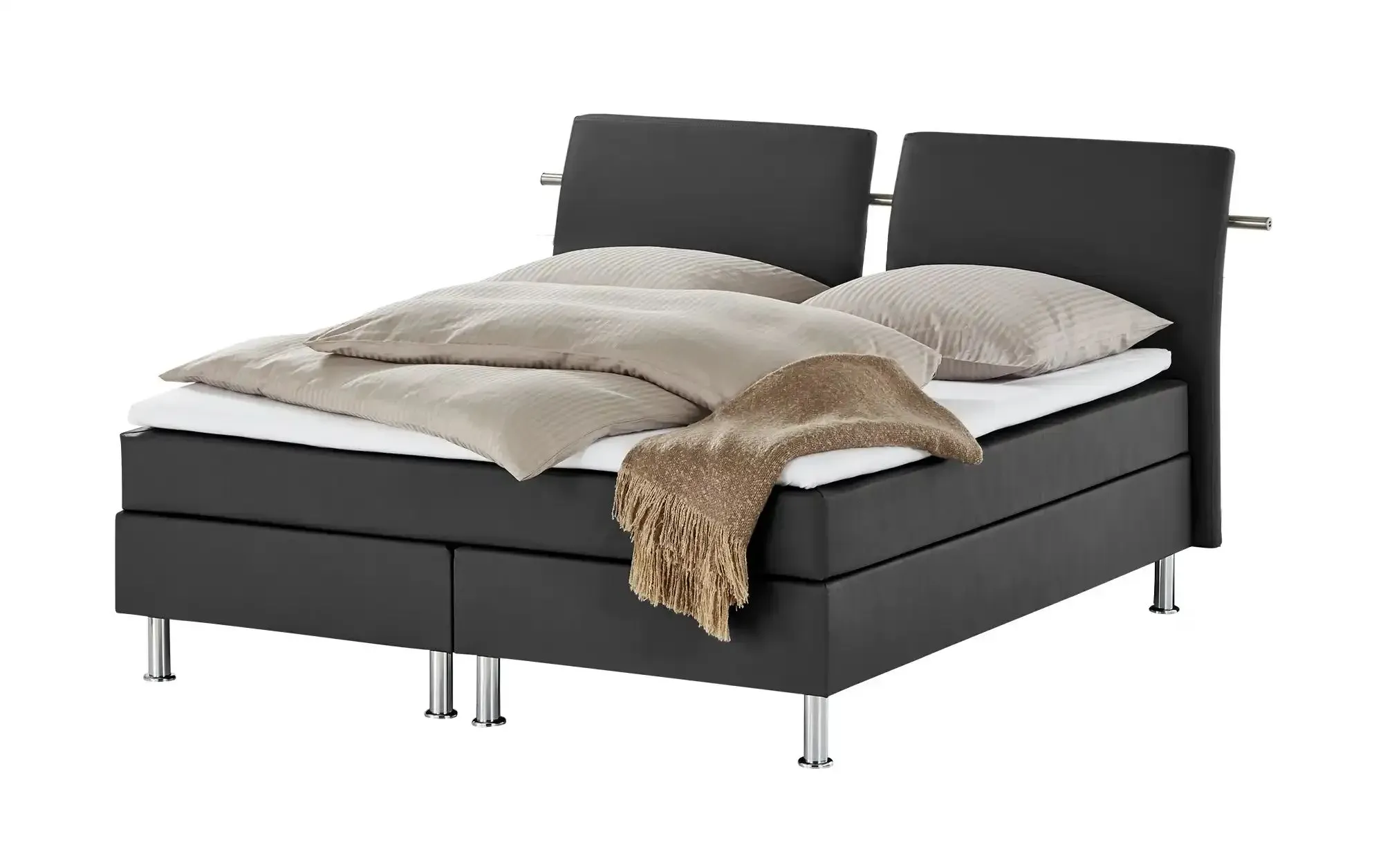 Boxspringbett  Krom , schwarz , Maße (cm): B: 212 H: 122