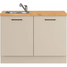 Impuls Küchen Mehrzweckschrank-Set IMPULS KÜCHEN "Warschau", grau (kieselgrau mit vintage eiche, nachbildung), B:120cm H:91,8cm T:60cm, Dekorfolie, Holzwerkstoff, Kastenmöbel-Sets, Vielfältige Varianten verfügbar; kombinierbar mit anderen Artikeln