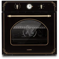 Victoria Einbaubackofen Retro-Design 9 Funktionen 50-250°C schwarz Schwarz