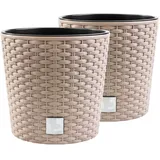 Rattan Pflanzkübel Set Mokka 2er, 15L Ø30cm, Optimale Pflanzenpflege