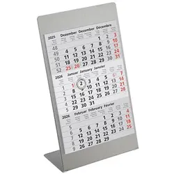 Tischkalender Edelstahl 2025/2026 silber matt