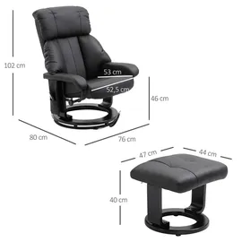 Homcom Relaxsessel Polyester 80 x 102 x 76 cm schwarz mit Hocker
