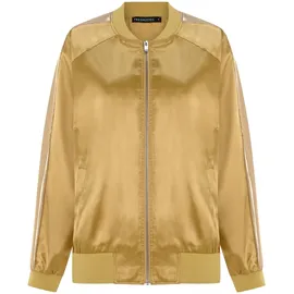 Freshlions Bomberjacke "Aurelia", Damen, Gr. L, gelb (senf), 100% Polyester, unifarben, lang, Rundhals, Jacken Bomberjacke, im sportlichen Design