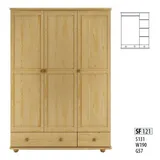 JVmoebel Kleiderschrank Kiefer Massivholz Schrank im Landhausstil mit natürlichem Finish (1-St) Made in Europa beige|braun