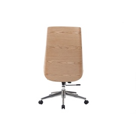 Miliboo Design-Bürosessel helles Holz und PU Weiß CURVED