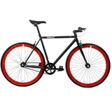 FabricBike Original 28 Zoll Fixie Bike Singlespeed Hi-Ten Acier Rahmen 10,45 kg (Größe M) (Matte Black & Red, L-58cm)